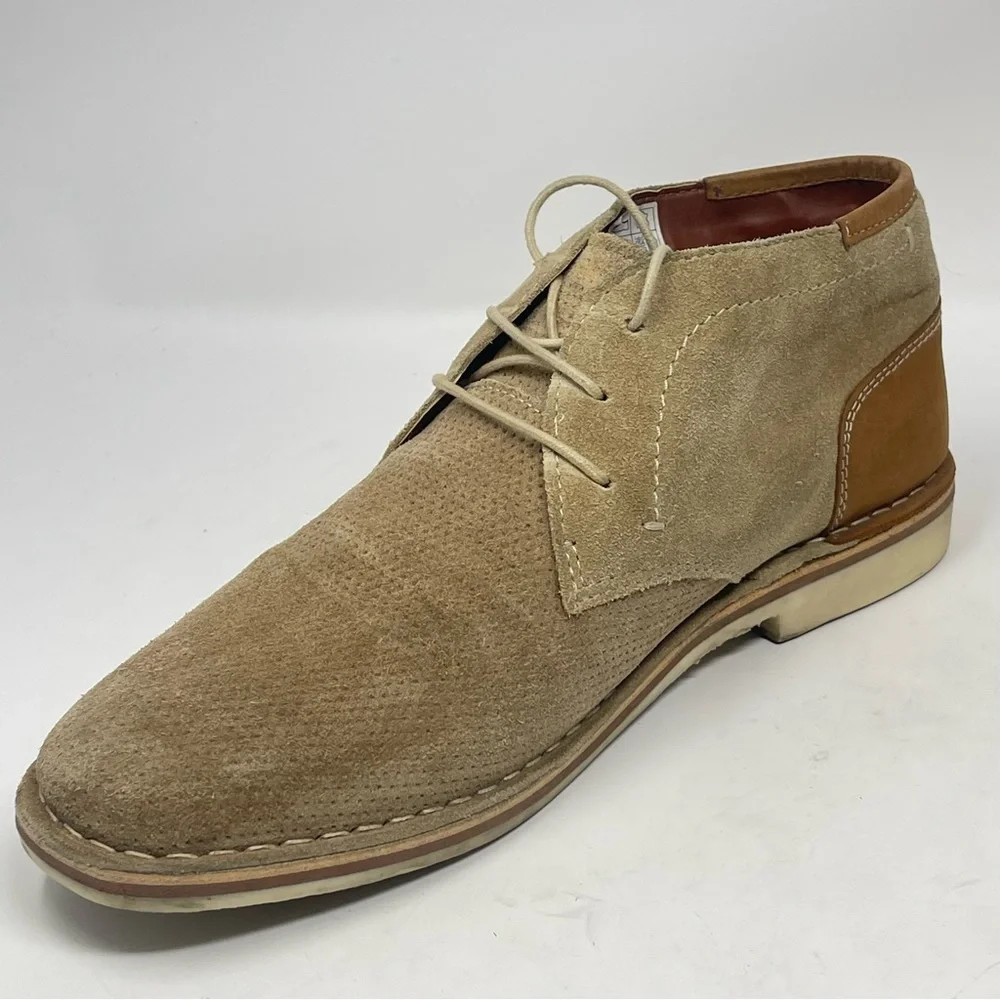 Steve Madden Hendric Chukka Boots Mens 8.5 Tan Brown Suede Perforated Lace Up